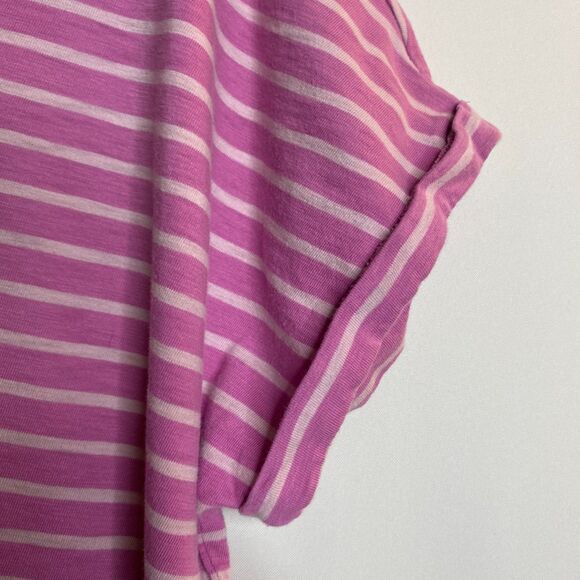 Soft Surroundings Fuchsia Striped V-Neck Short Cuffed Dolman Sleeves Size XL - Picture 4 of 9